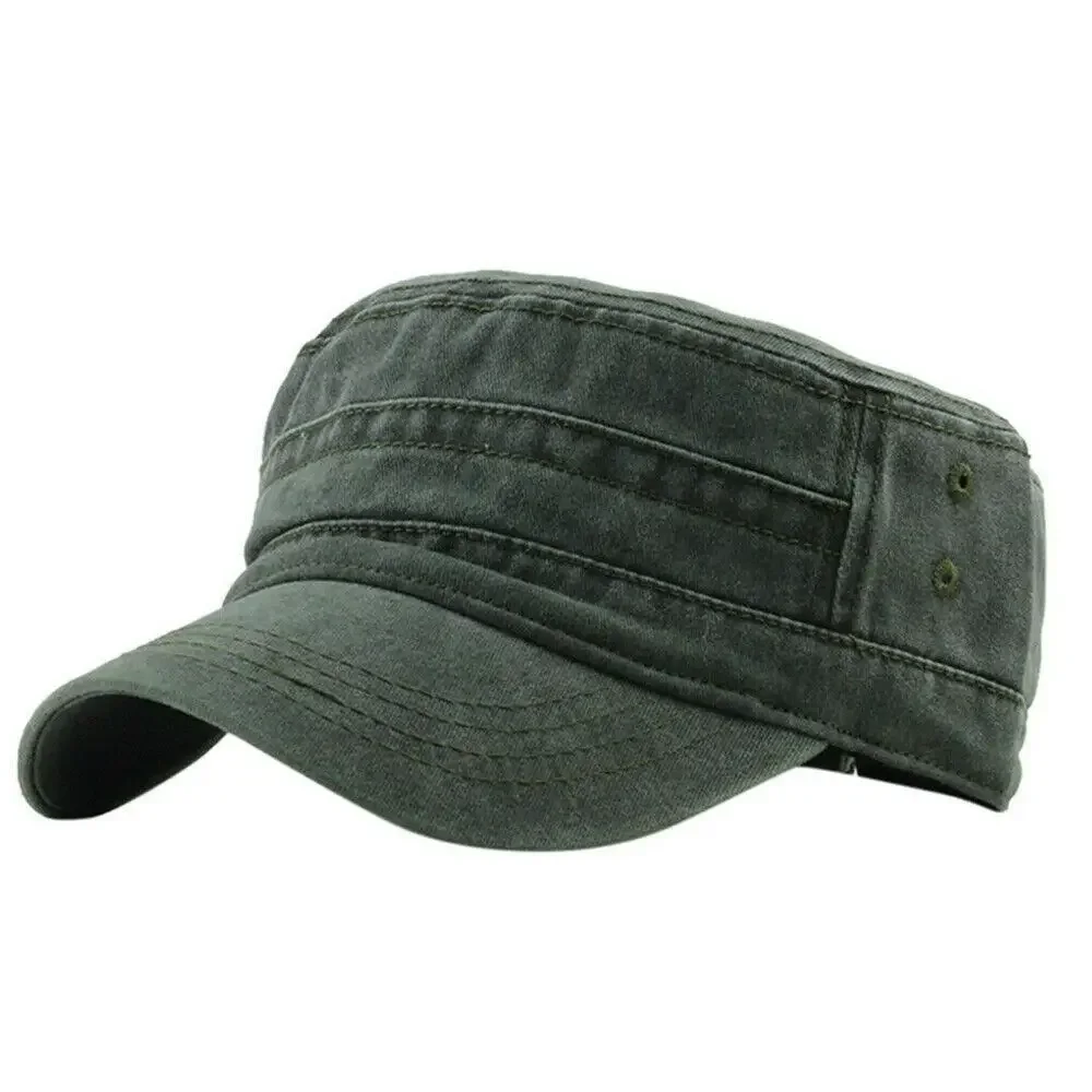 Gorra de béisbol de cabeza grande para hombre, gorro plano de algodón puro, estilo militar, para exteriores, de poliéster, para verano