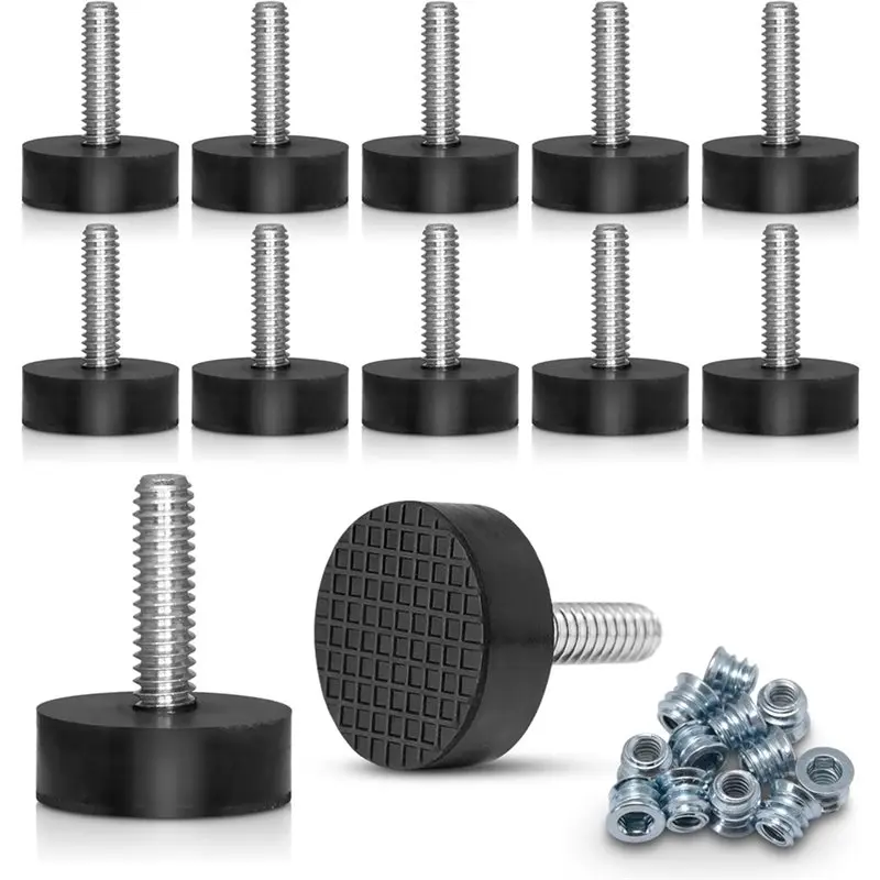 

ABFU-все резиновые выравнивающие ножки 1/4 "-20 UNC (12 шт.) со вставками, для стола, стула, ножек стула, диапазон высоты от 0,35 до 0,85 дюйма