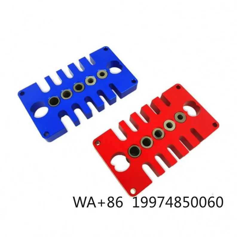 

W-133 Drill Guide Block Red Blue Aluminum Alloy Punching Locator Locating Pin Fixture 3 in 1 Woodworking Drill Tool