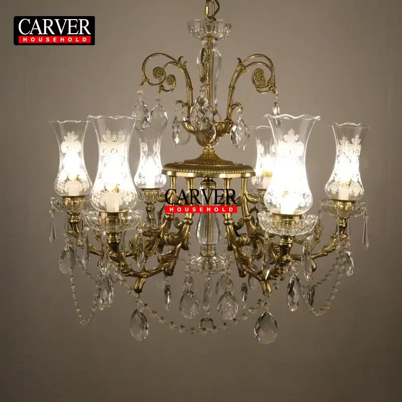 Wholesale Villa Living Room Brass Branch Chandelier French Hotel Crystal Art Banquet Hall Lighting Fixtures