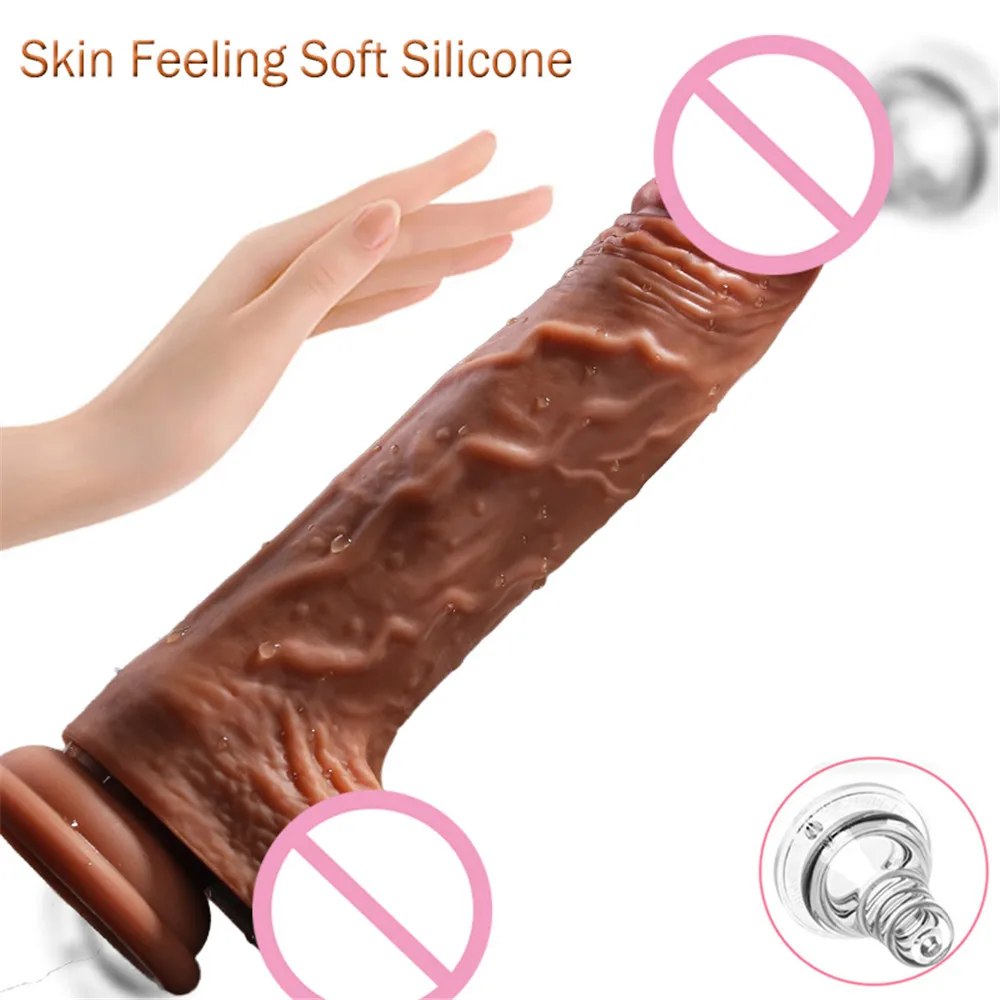 Rechageble Artificial Dildo Vibrator for Women Orgasm Powerful Sexy Toys Machine Telescopic Realistic Penis Foreskin Real Moving