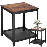 Loft table with shelf, coffee for living room 45x45x55 cm black Brown