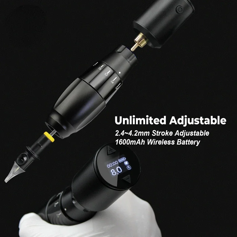 

2.4-4.2mm Adjustable Stroke Wireless Tattoo Machine Pen RCA Interface Integrated Needle Powerful Motor Machine For Tattoo Artist