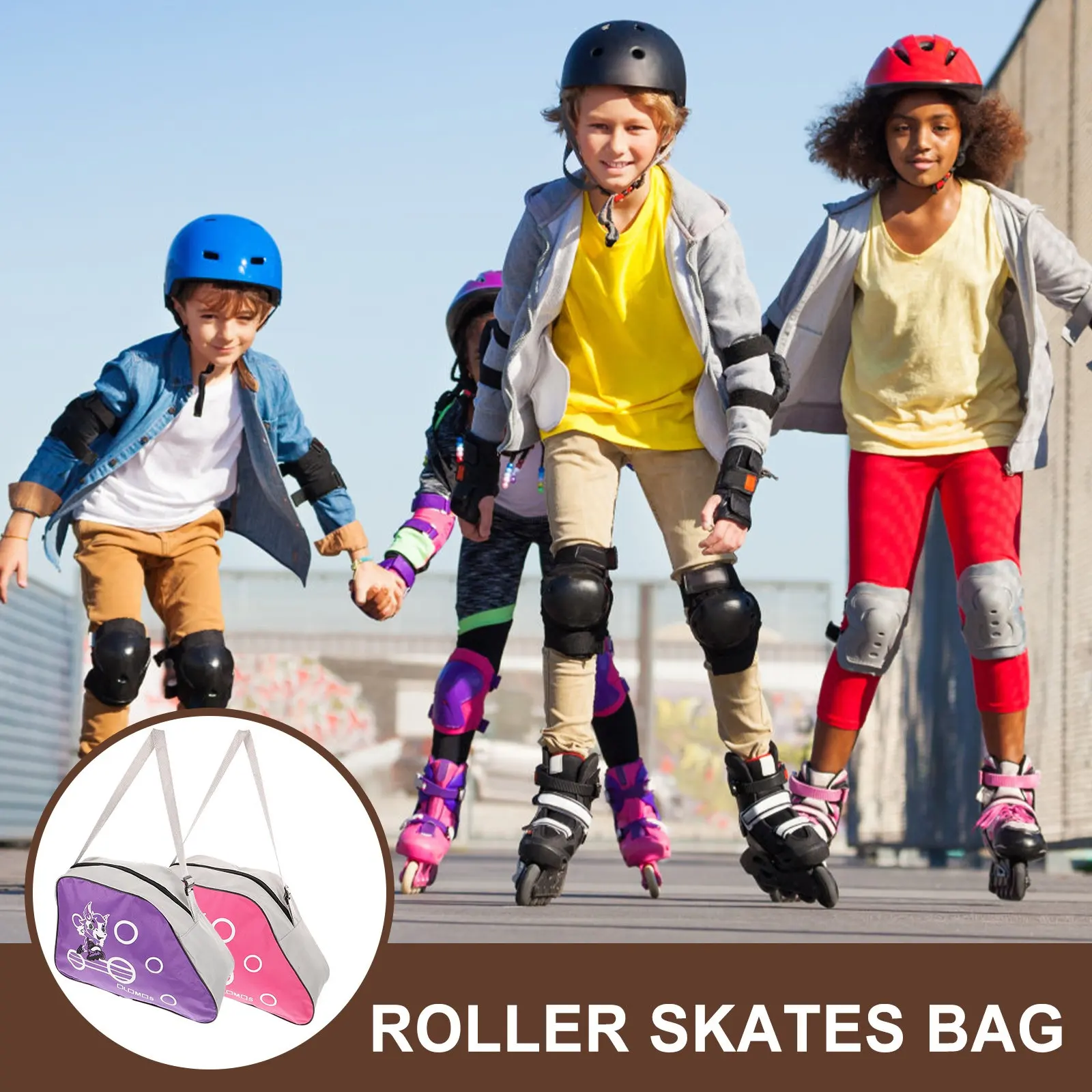 

2Pcs Roller Skates Storage Bag Simple Design Skating Shoes Holder Waterproof Oxford Cloth Portable Skates Organizer