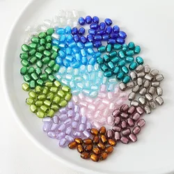 6PCS Glaze Glass Silver Foil Bean Beads Handmade DIY Supplies For Necklace Bracelet Accessories Jewelry Making Components