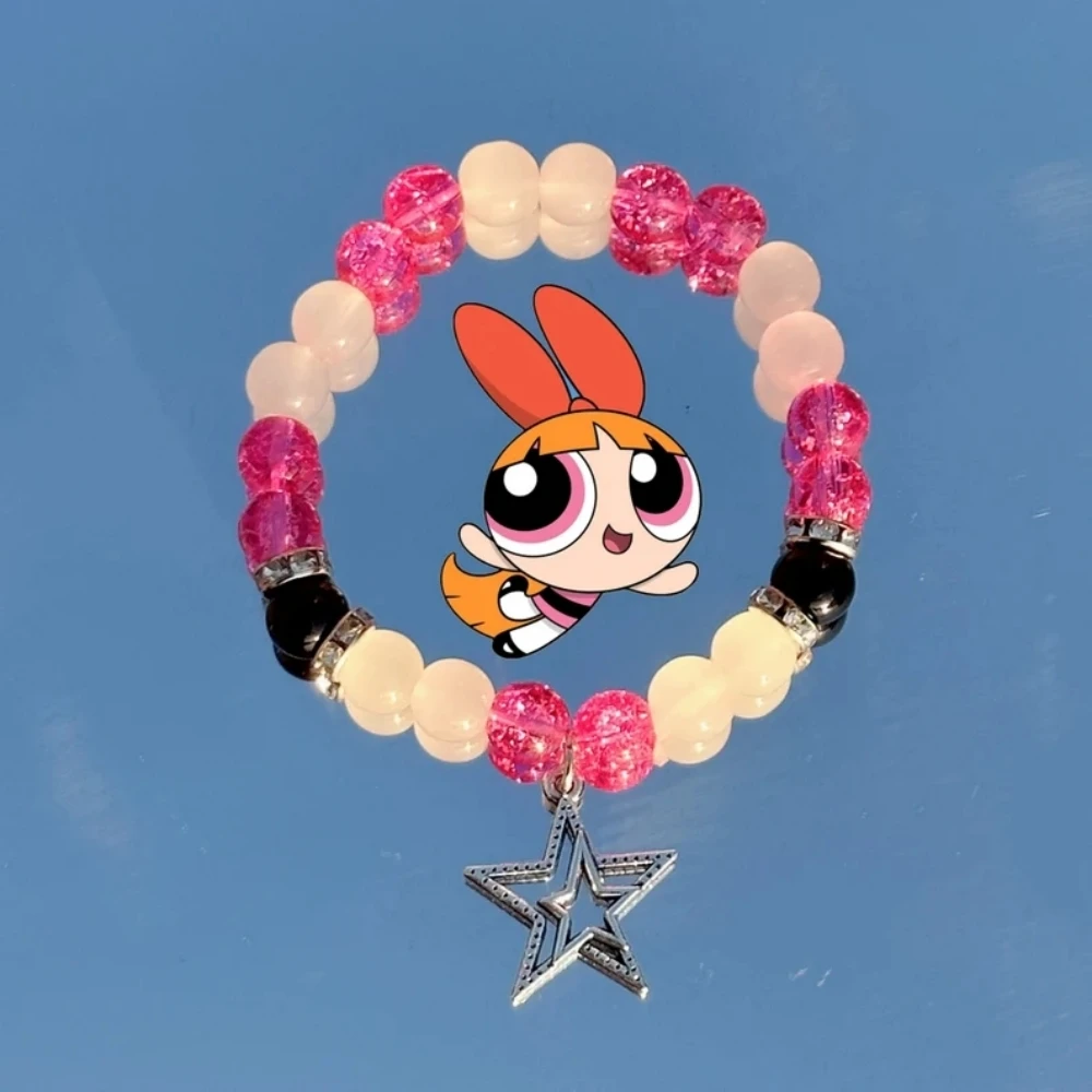 Powerpuff Girls Matching Bracelets Trio Set Y2K Handmade Personality Bangles Jewelry Accessory