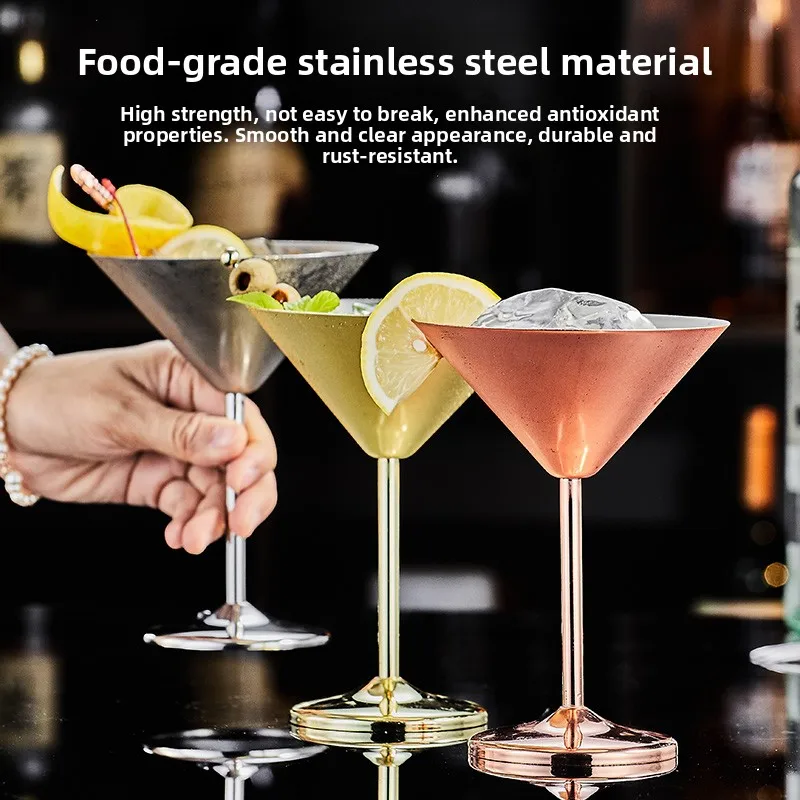 Martini Cocktail  Cup 304 Stainless Steel Highball Glass Champagne Bar Cup Classical Cocktail Drinking Utensils