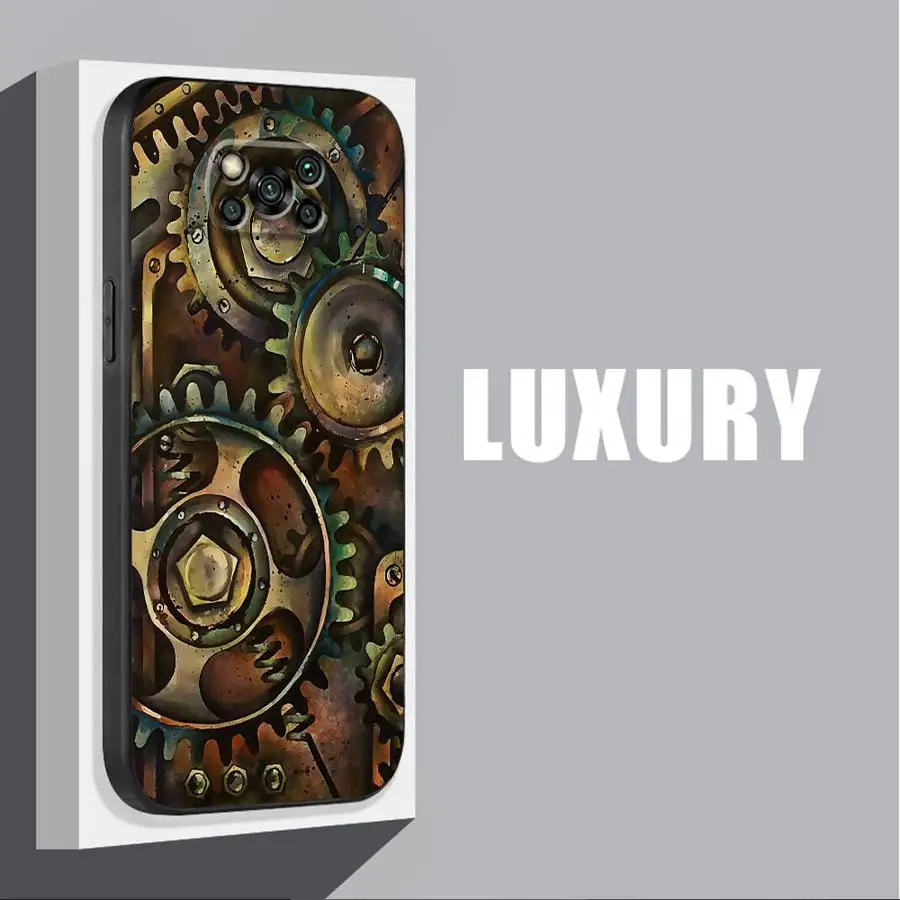 Steampunk Gear Mechanical Phone Case for Xiaomi Poco X3 NFC X3 Pro C50 C51 C61 M5 F1 F3 F4 F5 X4 GT X5 5G 3M Pro C40 Soft Cover