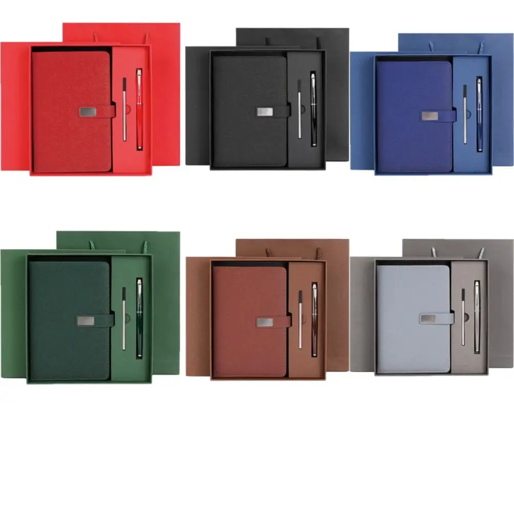 Ensemble de cadeaux d'entreprise en cuir PU, ensemble de recharge, stylet, pour carnet de notes, clé USB, impression personnalisée, bloc-notes pour réunion
