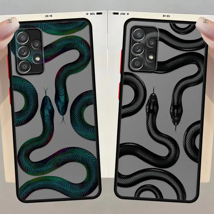Back Phone Cover Case for Samsung Galaxy A52 A56 A34 A35 A36 A21s A53 A22 A24 A25 A26 A54 A73 Luxury Snake Graphic