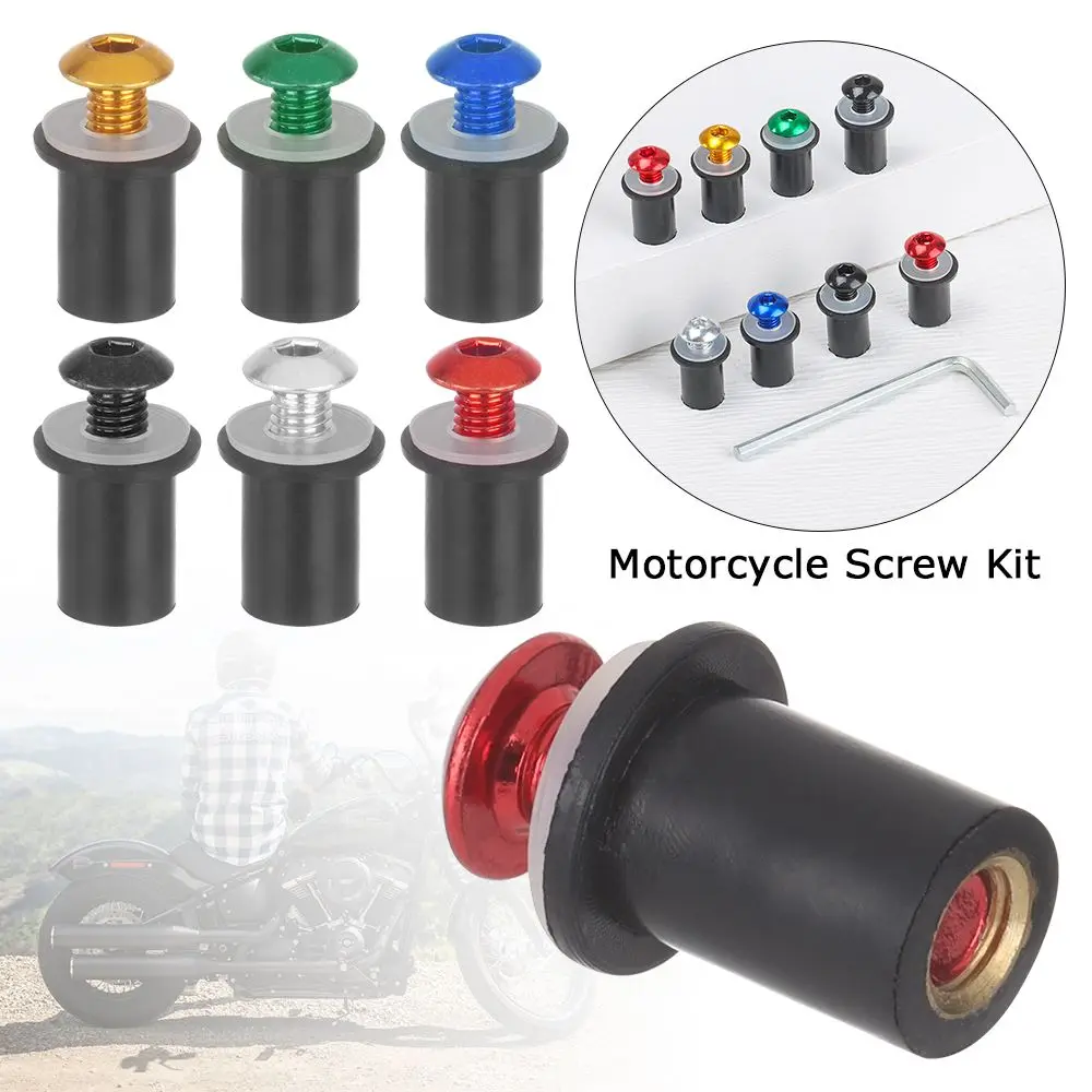 10Pcs Aluminum Motorcycle M5 x 15mm CNC Windscreen Windshield Screw Bolts Nuts Fastener Kit Motorbike Mounting