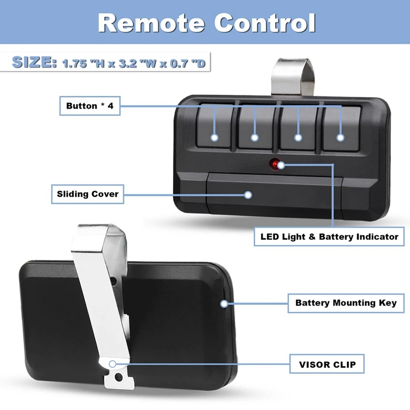 Remote Control Replace For Liftmaster/Chamberlain/Craftsman/Dip Switch, Replaces 972LM/974LM/372LM/374LM