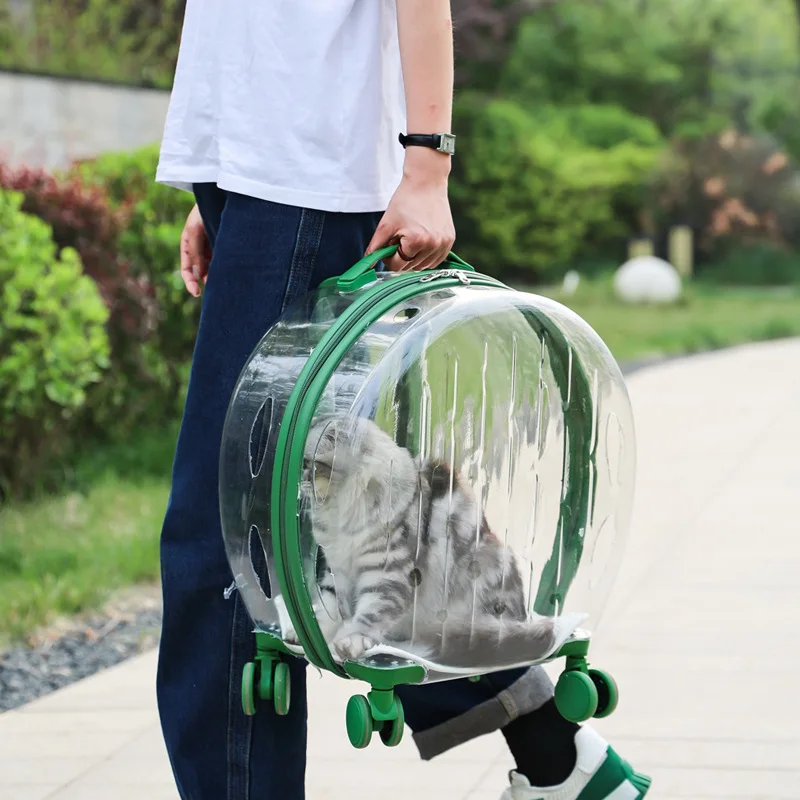 Pet Trolley Bag Breathable Large Space Transparent Capsule Pet Travel Trolley Cat Bag Bubble Box for Puppies Dogs Carriers