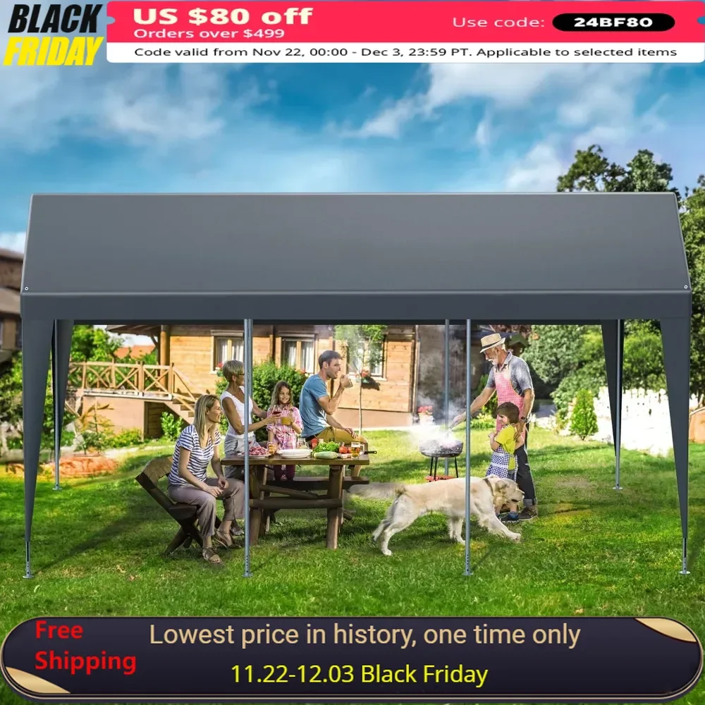 12x20 Carport Garage with Removable Sidewalls and Doors, UV Resistant Waterproof Canopy for Outdoor, All-Season Carport Garage