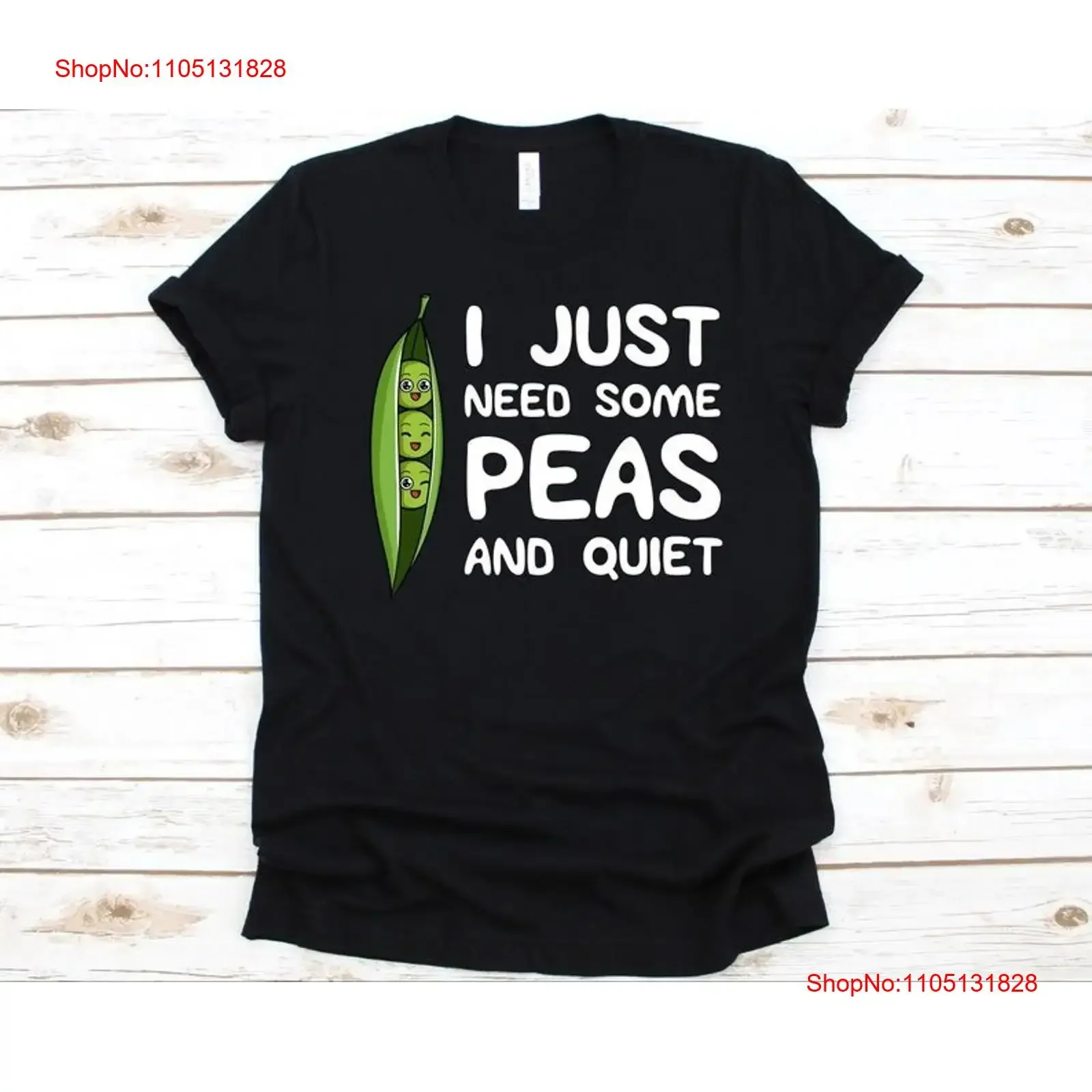تي شيرت I Just Need Some Peas and QuieT لعشاق الأخضر Pisum Sati عتيق مغسول قليلاً ملابس مصممة على الموضة قابلة للتنفس