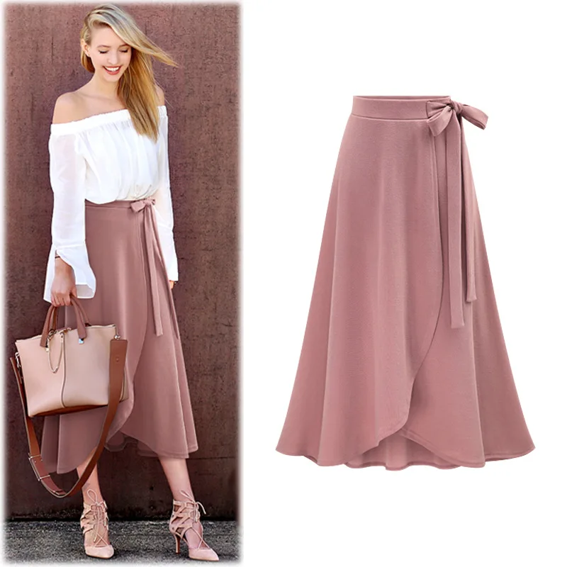 Winter Warm Womens Irregular Elastic Waist  A-line Skirts Hip Slim Medium-long Loose  Skirts