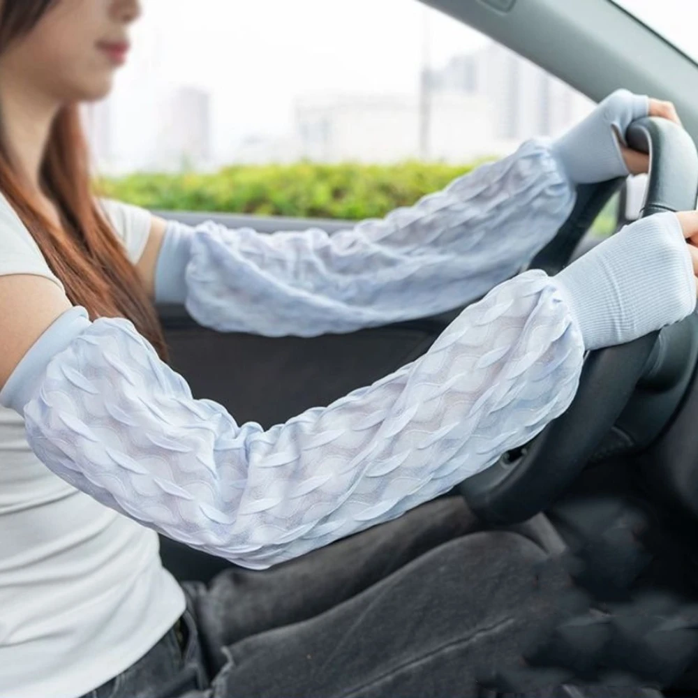 Дышащие солнцезащитные рукава, элегантные солнцезащитные рукава во французском стиле, тонкие перчатки без пальцев