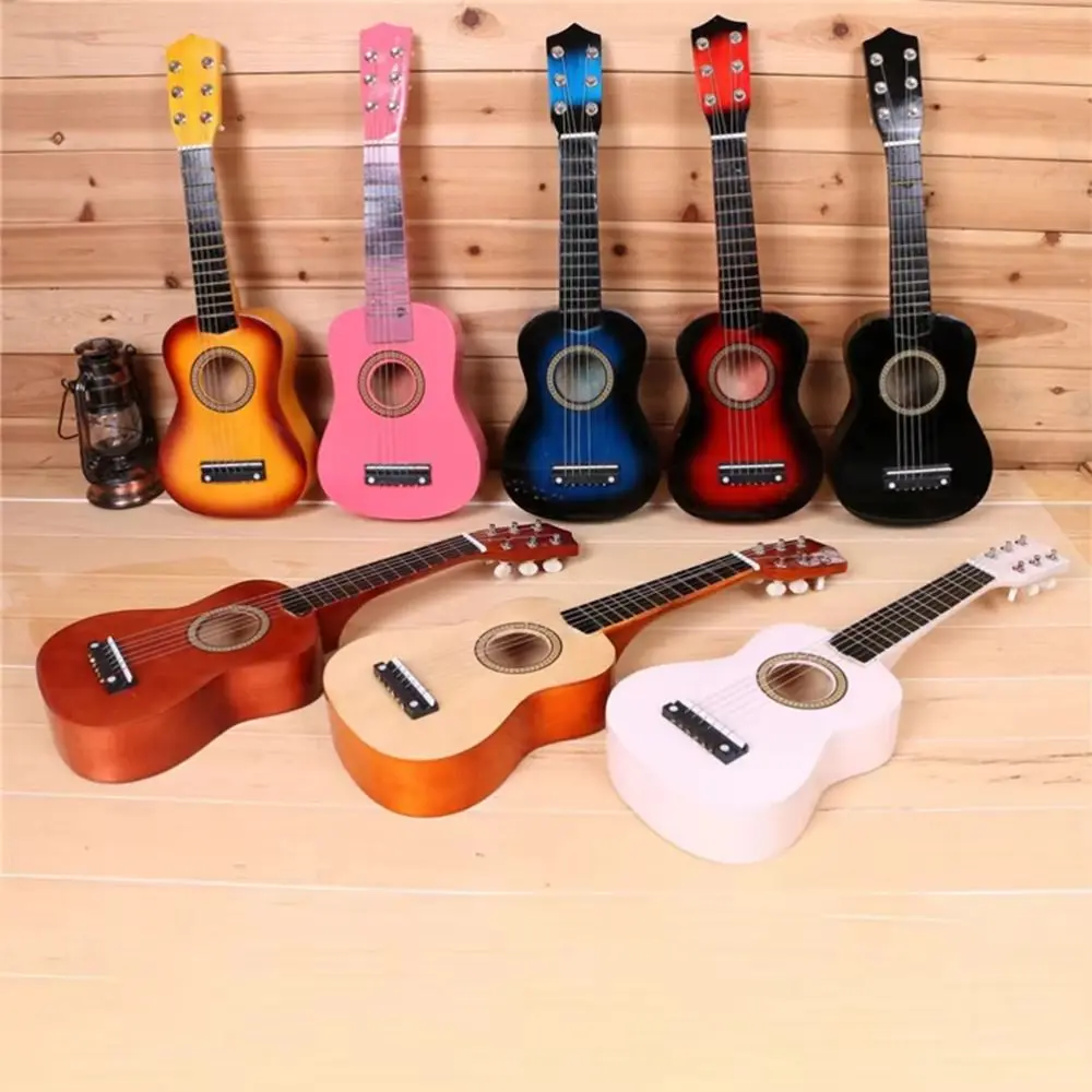 Guitarra infantil de madeira sólida, instrumento clássico multicolorido para crianças, brinquedo de alta qualidade de som, 21 espaços, instrumento musical de brinquedo