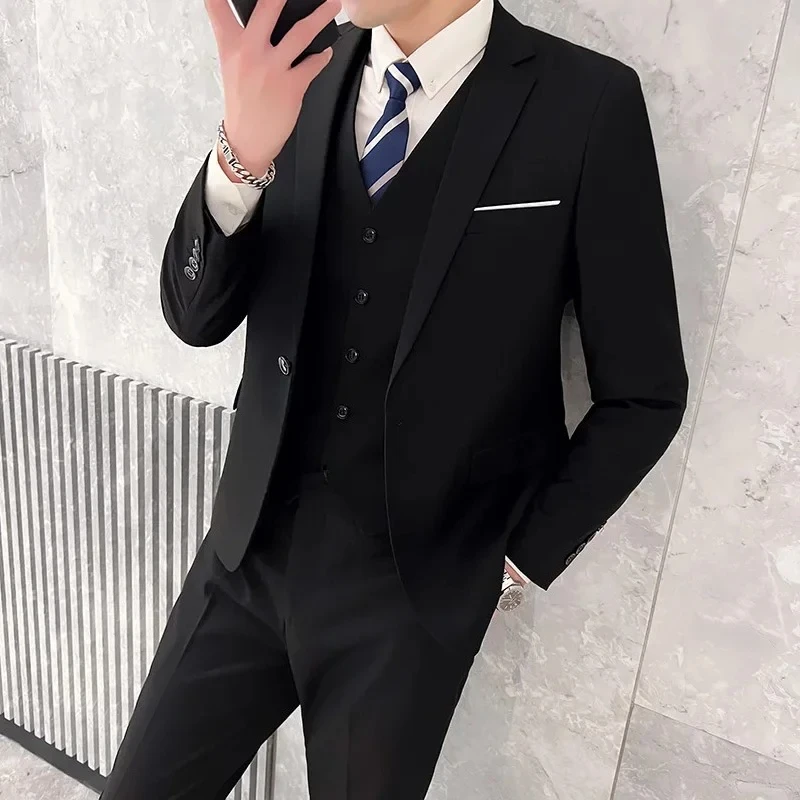 

Suit Fashionable Business Outdoor Gentleman's Trend Solid Color Men's Formal Casual Slimming Wedding Host Gentleman's Suit 2026