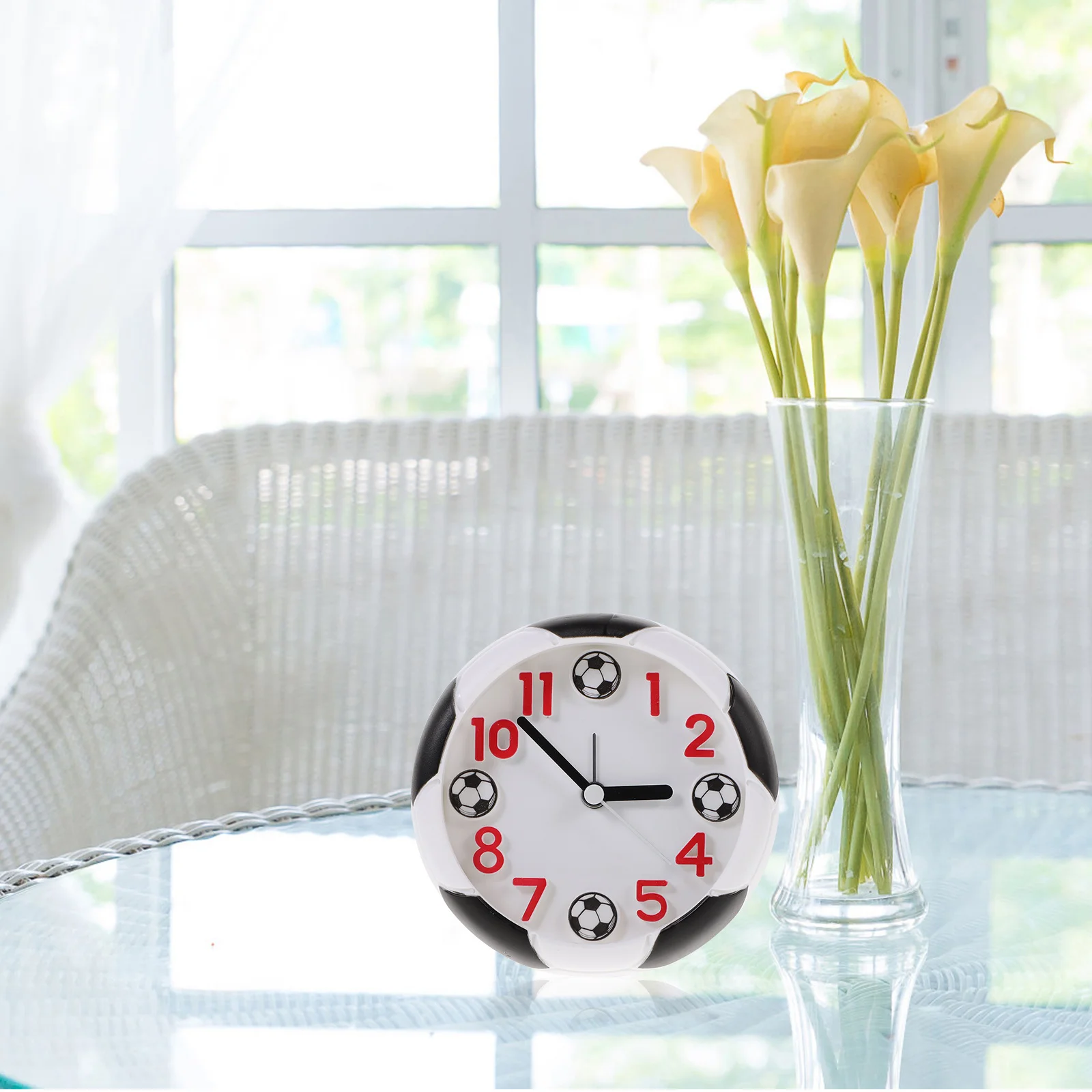 

Football Shape Alarm Clock Creative Soccer Bedside Timer For Kids Students Room Decor Gift No Required