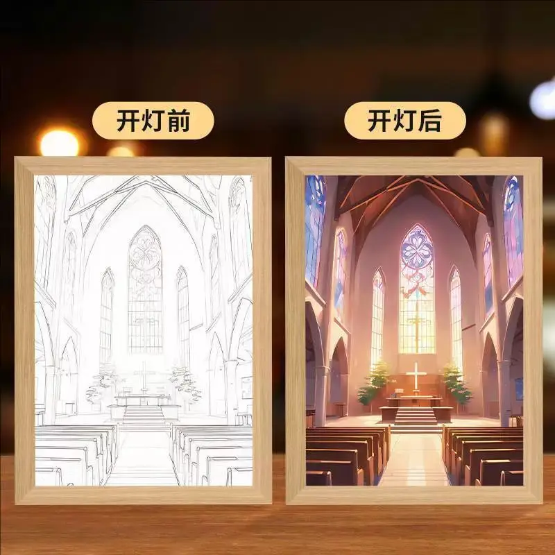 استرداد الفداء، انظر إلى الضوء، إطار صورة اللوحة، زخرفة اللوحة المضيئة المسيحية البسيطة، ضوء الليل #5