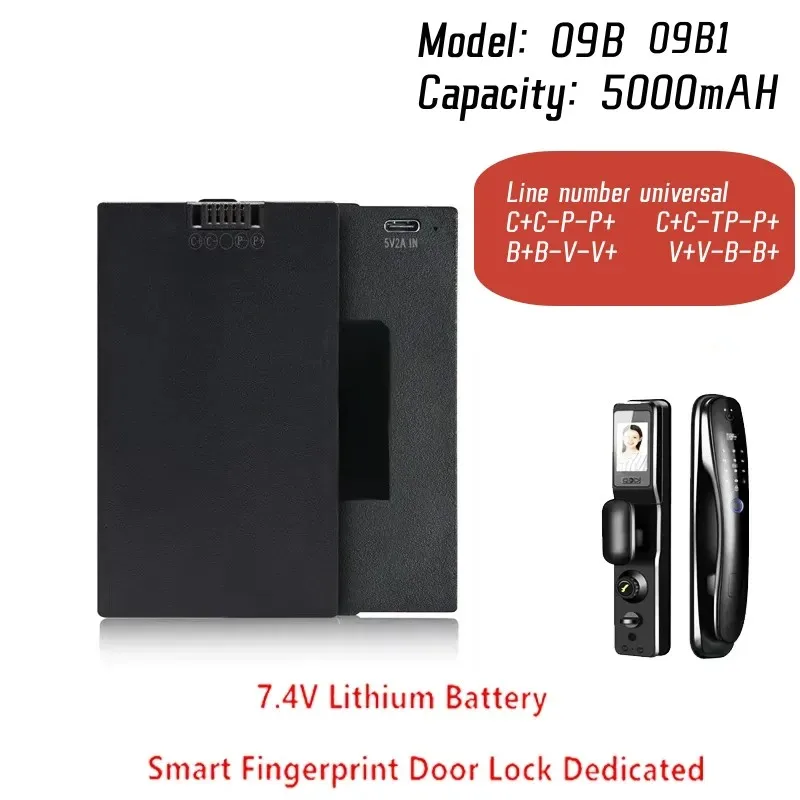 Smart door lock battery 7.4V polymer lithium Slimme Deurslot Batterij 5000Mah Voor Xiaomi Bosch Haier Ect