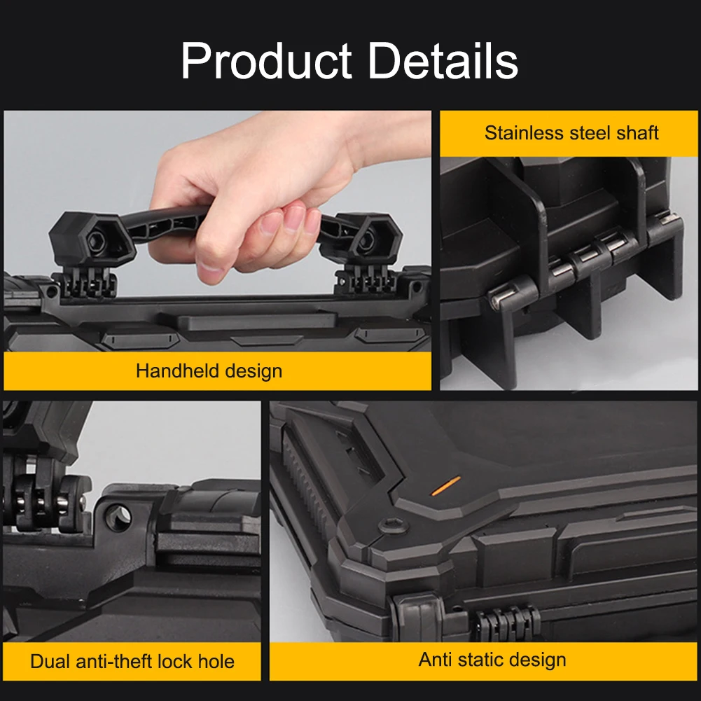 Tool Box Hard Carry Case Waterproof Safety Camera Protective Case Portable Tools Suitcase Military Pistol Storage Bag & Foam Pad