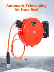 Compressor Hose Reel Retractable 10m Automatic Rewind Tool Commercial Reel With Swivel Bracket Quick Coupler Air Compressor