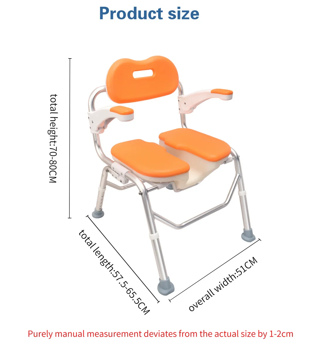 Adjus Lightweight Shower Chair Flipple Backrest Armrest Non Slip Foot Pad 125 kg Load Bearing For Elder Disled