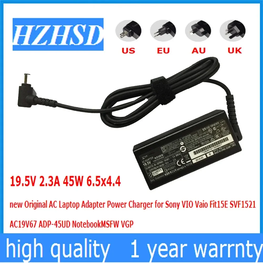 

19.5V 2.3A 45W 6.5x4.4 new Original AC Laptop Adapter Power Charger for Sony VIO Vaio Fit15E SVF1521 AC19V67 ADP-45UD