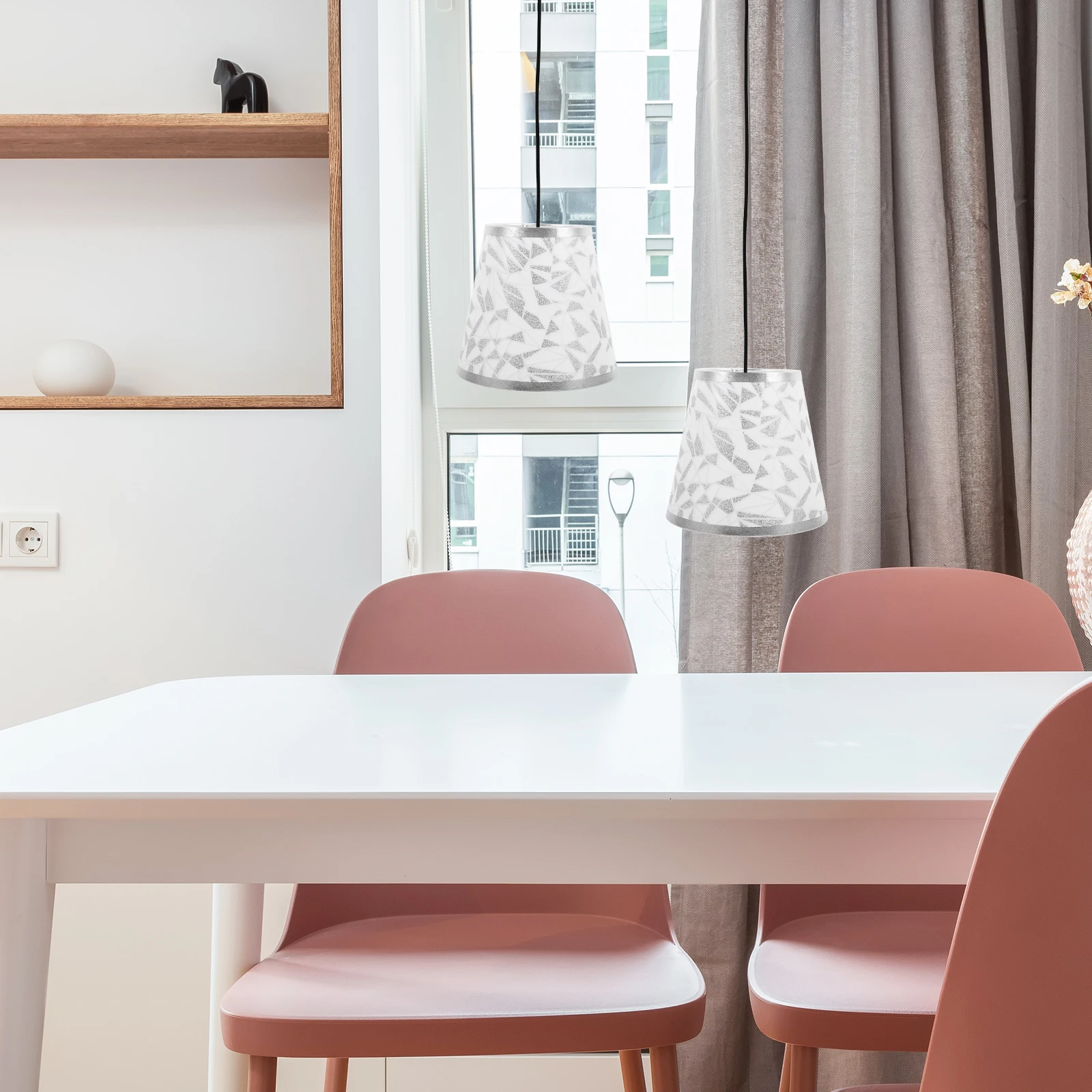 

Elegant Fabric Pendant Light Shade 9Cm Top 14Cm Bottom 13Cm Height E14 Bulbs Compatible Living Room Bedroom Decor Silver Diamond