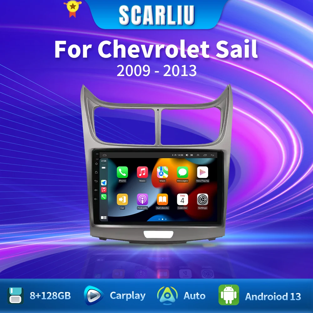 

SCARLIU Android 13 Car Multimedia Player For Chevrolet Sail 2010 2011 2012 2013 2014 Radio Video GPS Navigation Bt Wifi