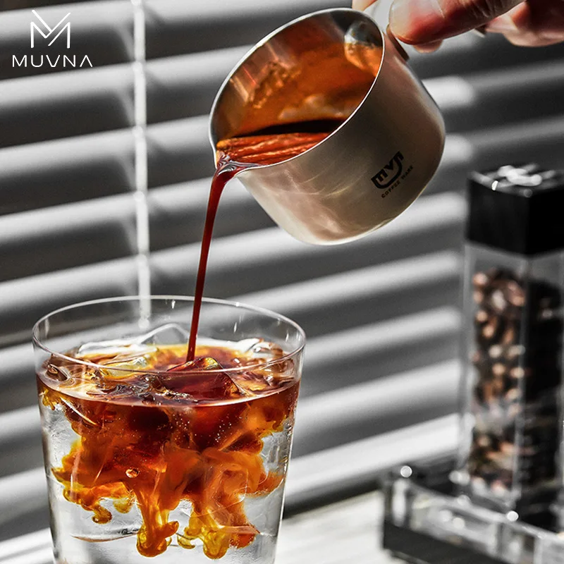 MUVNA Italian-Style Coffee Cup Star Rain Stainless Steel Measuring Cup Espresso Cup 100ml with Graduations