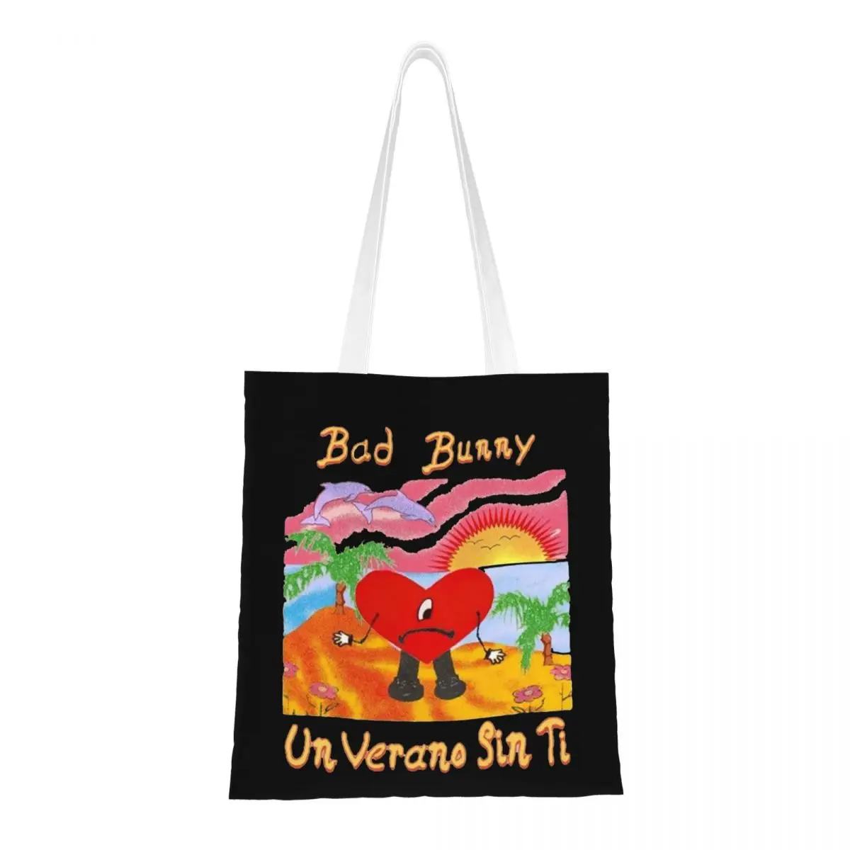 

Холщовая сумка Bad Bunny, сумки на плечо, сумки-шопперы большой вместимости для унисекс