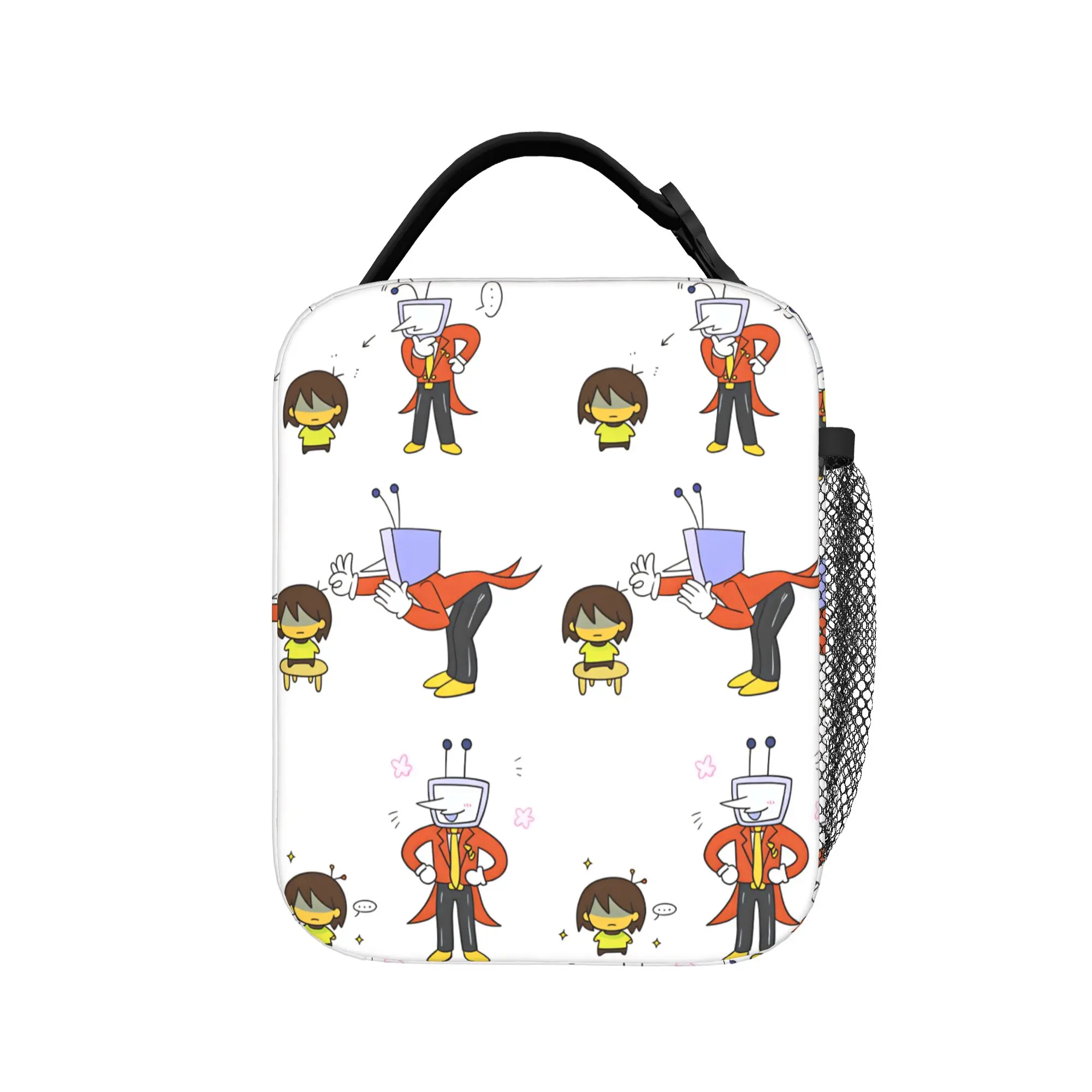 Deltarune Kris TV Man Cute Comic Strip Lunch Bag Picnic Convenient Tote Food Bags For Child  Waterproof Print Cooler Bag