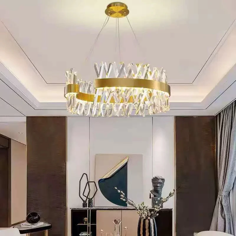 

Modern Crystal Chandelier Led Light Luxury C Shape Hanging Light Fixtures for Living Room Bedroom Kitchen Island Lighting