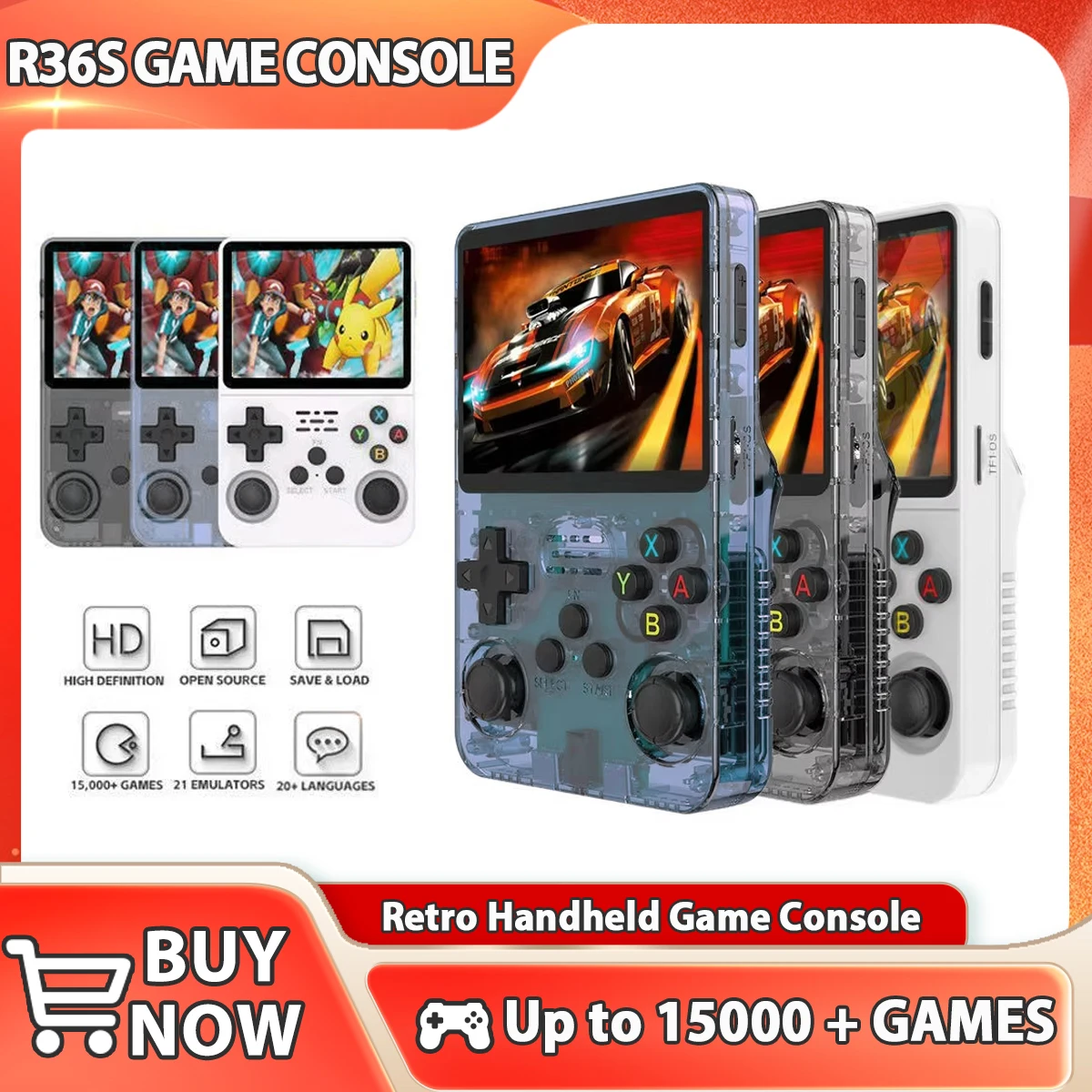 

R36S Retro Handheld Video Game Console Linux System 3.5-inch IPS Screen Portable Handheld Video Player 64GB 15000 Games