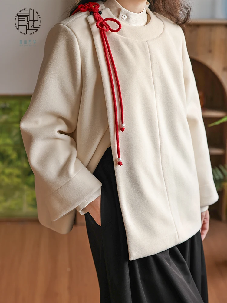 

Куртка-пуховик Qingan WanHua Original Design в новом китайском стиле с круглым вырезом, зимняя, премиум-класса, женская верхняя одежда