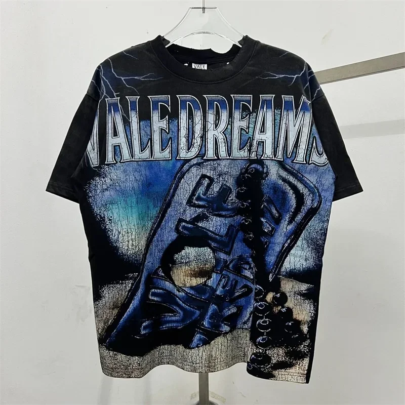 

Hip Hop T-Shirt For Men Women 1:1 100% Cotton Oversized Skull Print Top Quality Tee