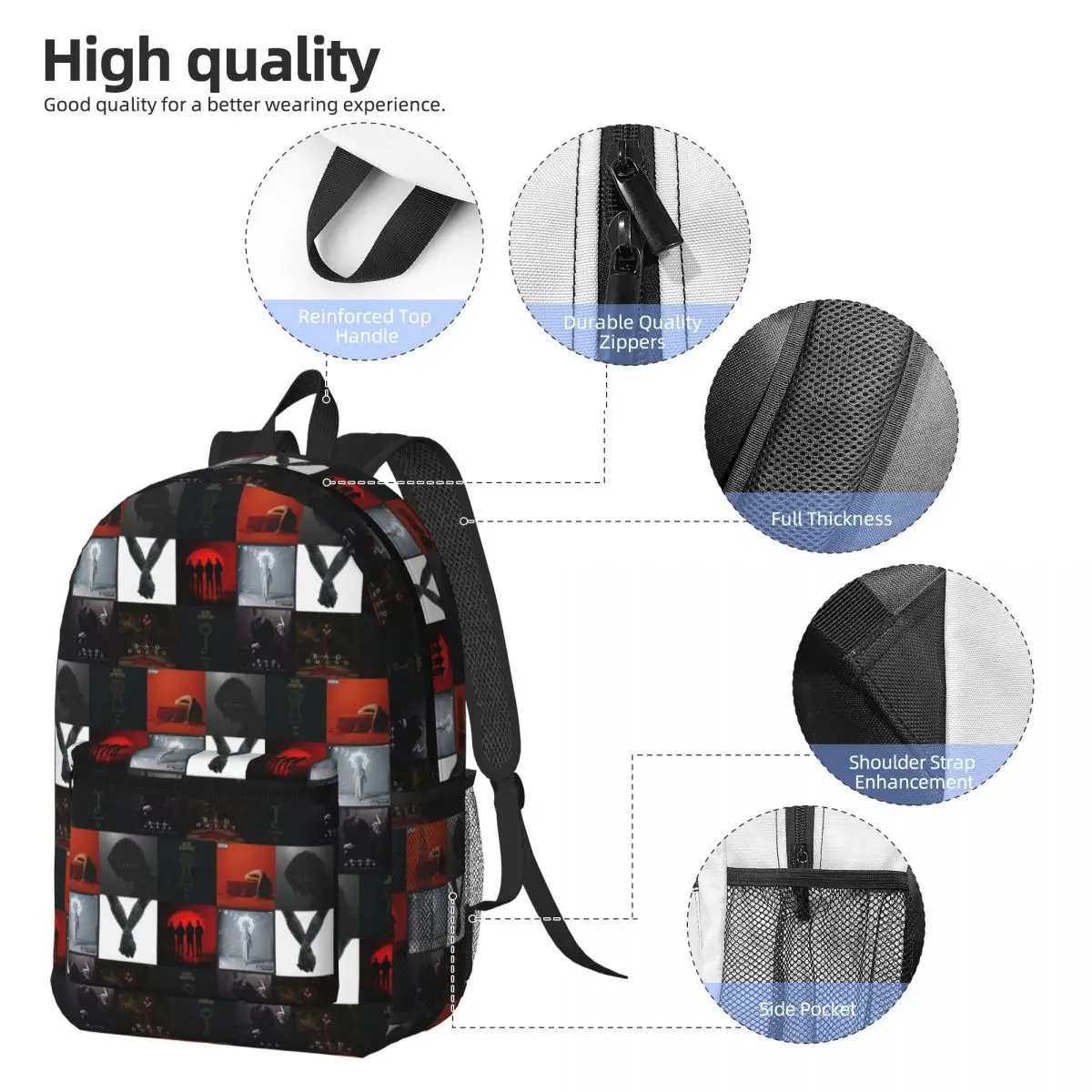 Bad Omens All Albums, Popular Singles And Members Backpack Daypack Boys Girls BookBag School Bag Shoulder Bags for Men Women