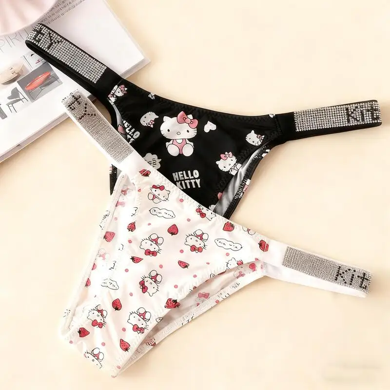 Hot Y2K Hello Kitty 2Pcs Women Underwear Set new Cartoon image Kawaii Strapless Underwear Girls Anime  Sweet Low-Waist Underwear