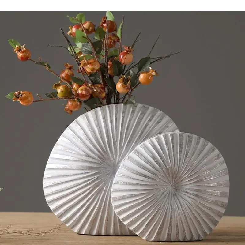 

Silver Plated Vase Singular Ellipse Flower Arrangement Artificial Flowers Use Vases Resin Crafts Living Room Decoration