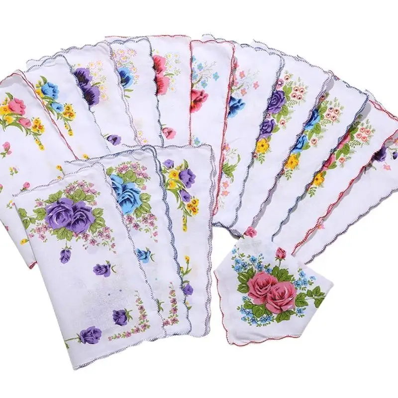 R1WE Vintage Fuloral Clorkerchiefs مجموعة DIY Women Hairband Ladies Bocket Clankerchiefs