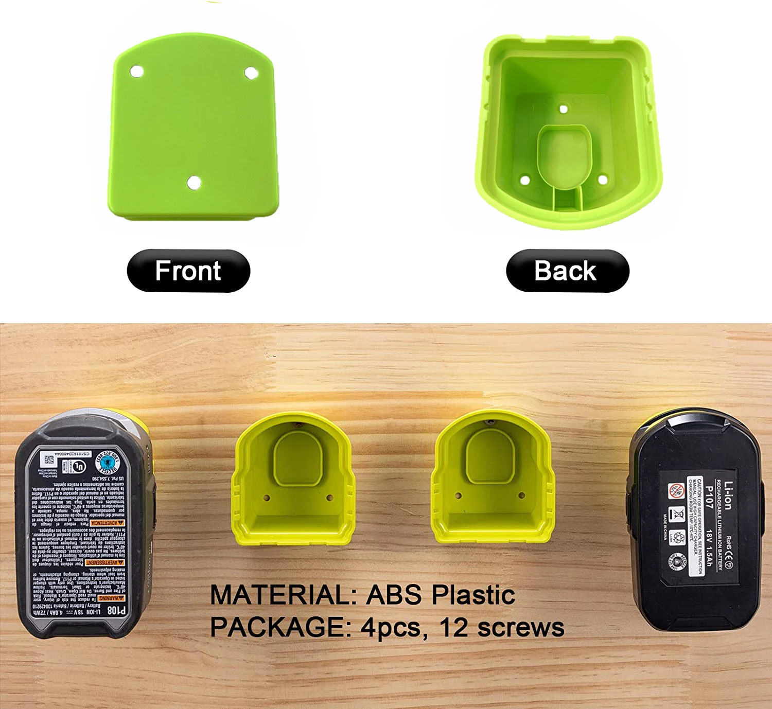 5 pacotes para ryobi titular 18v adaptador de bateria broca montar doca caso mala para as ferramentas elétricas armazenamento acessórios ferramenta suporte