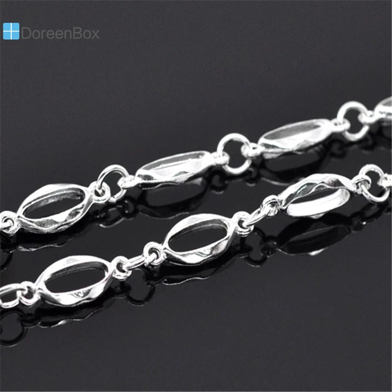 1M Doreen Box Links-Opened Chains Findings SP Oval and Round Alloy Silver Color 20x7mm For DIY Necklace Bracelet Jewelry Making