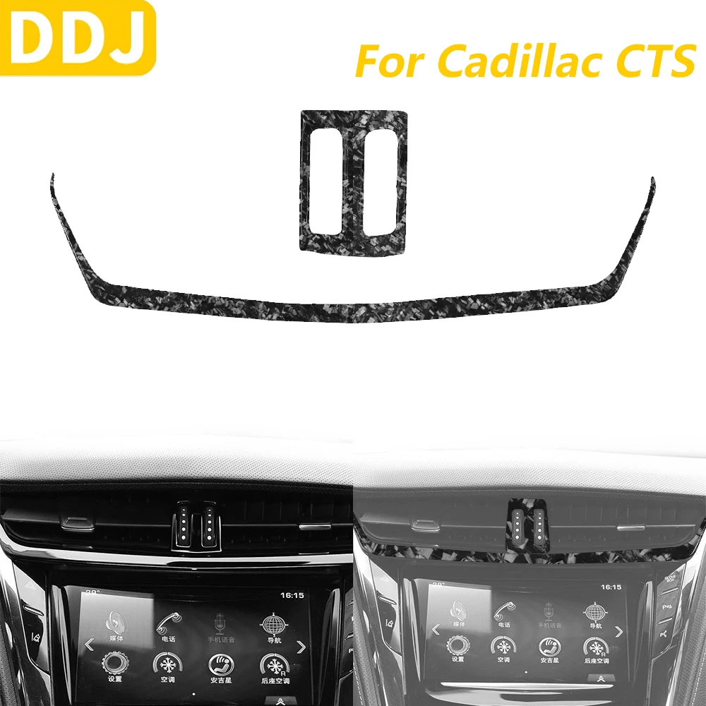 

For Cadillac CTS 2014-2019 Forged Carbon Fiber Center Air Conditioner Vent Outlet Panel Cover Trim Set Car Accessories Sticker