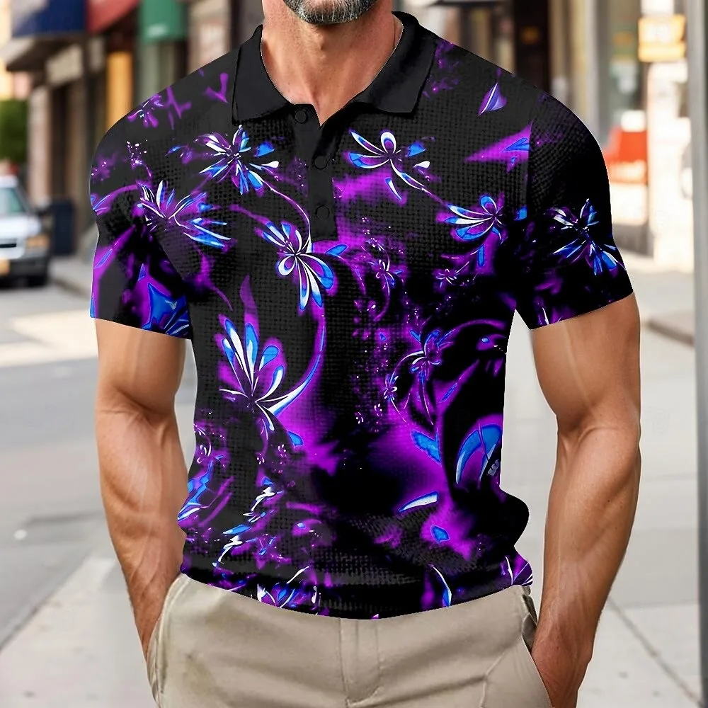 Summer Colorful Men's Polo Shirt Outdoor Casual Fashion Street Short Sleeved Top Printed Pattern Hawaiian Men's Top