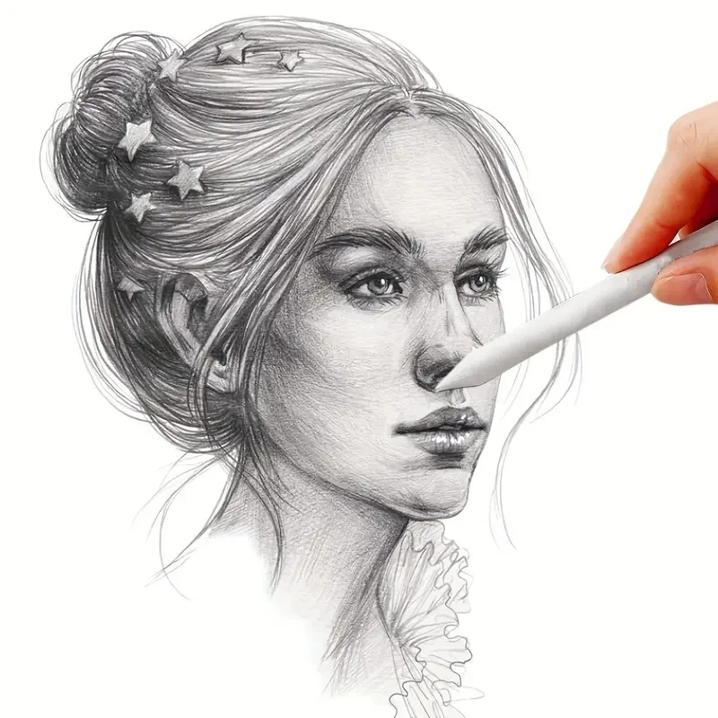 لوازم فنية أداة رسم جذع ورق الأرز رسم مزدوج الرأس لطخة عصا مزج قلم رسم أبيض رسم قلم رصاص