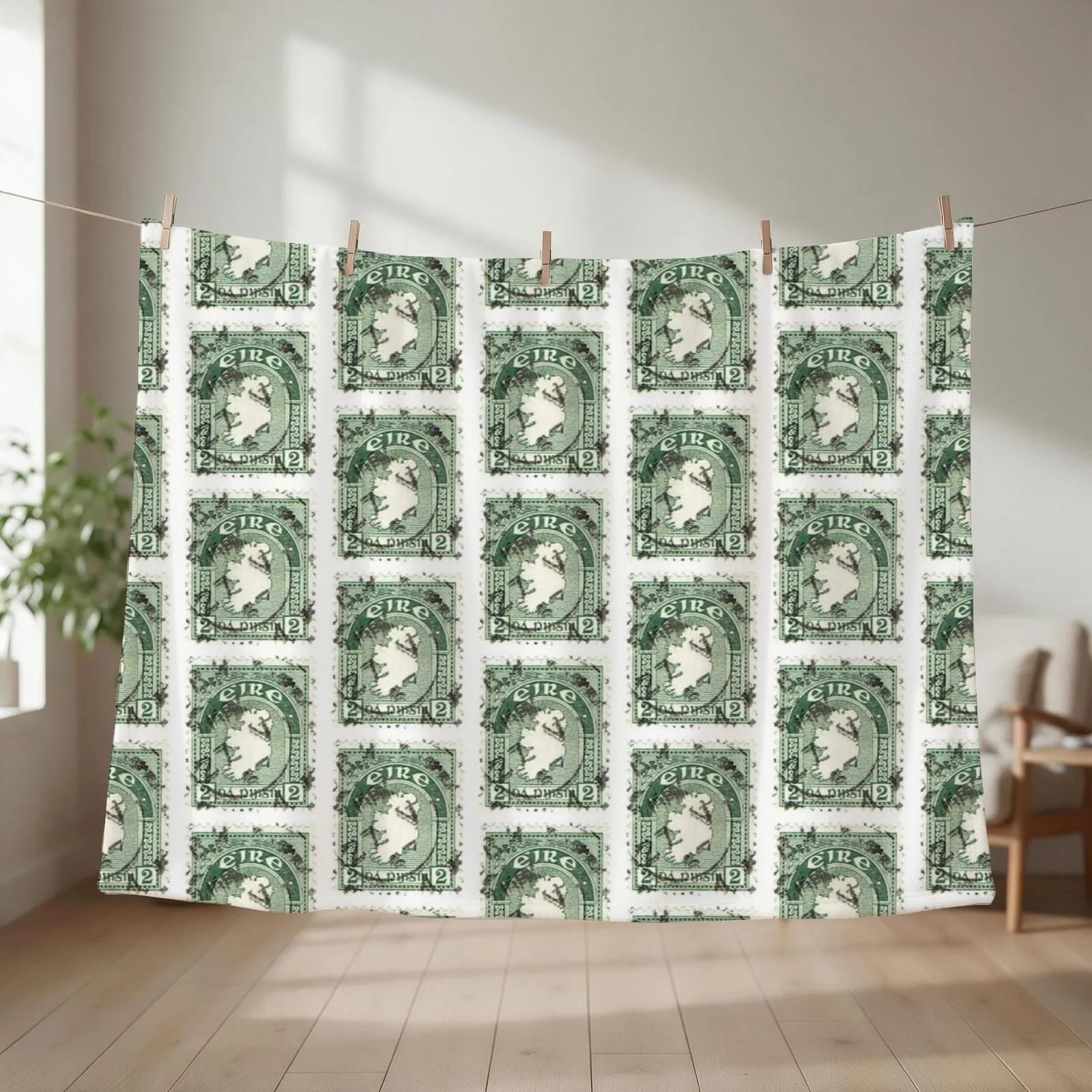 New Vintage Ireland Postage Map Throw Blanket