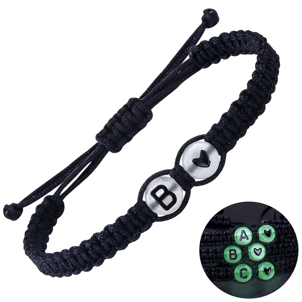 Luminous Letter Heart Woven Charm Bracelet For Girls New In Diy Hand Rope Jewelry Bangle Luxury Gift Woman Accessories Wholesale